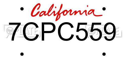 7CPC559 California License Plate