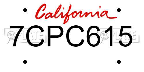 7CPC615 California License Plate