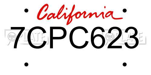 7CPC623 California License Plate