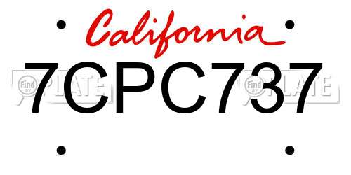 7CPC737 California License Plate