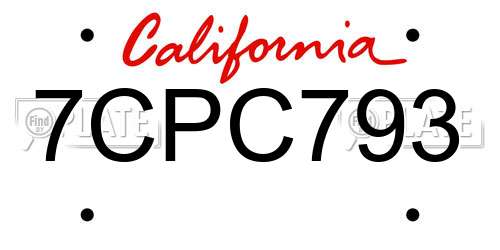 7CPC793 California License Plate