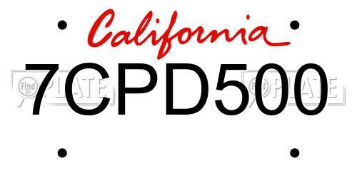 7CPD500 California License Plate