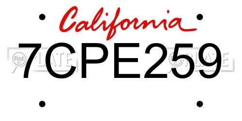 7CPE259 California License Plate