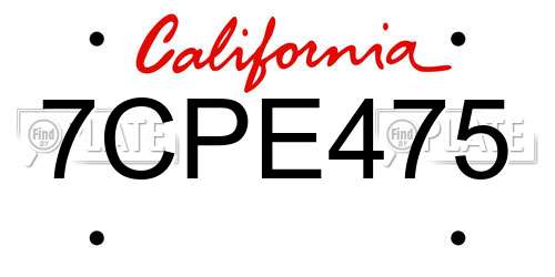 7CPE475 California License Plate