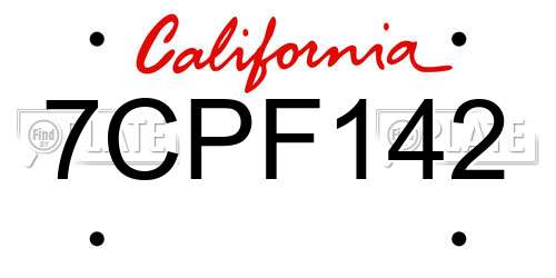 7CPF142 California License Plate