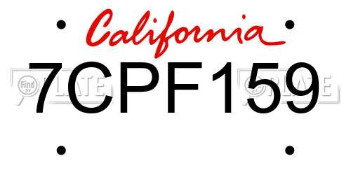 7CPF159 California License Plate