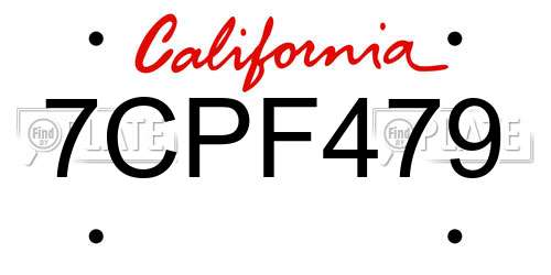 7CPF479 California License Plate