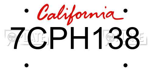 7CPH138 California License Plate