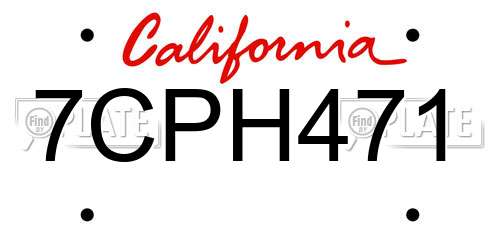 7CPH471 California License Plate