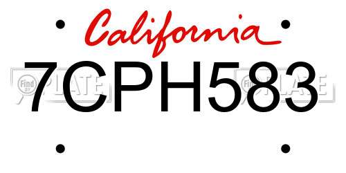 7CPH583 California License Plate