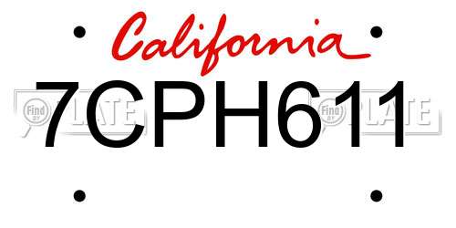 7CPH611 California License Plate