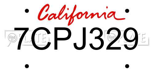 7CPJ329 California License Plate