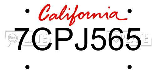 7CPJ565 California License Plate