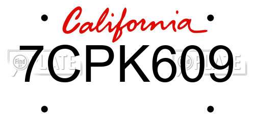 7CPK609 California License Plate
