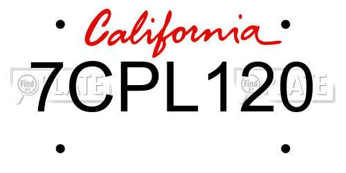 7CPL120 California License Plate