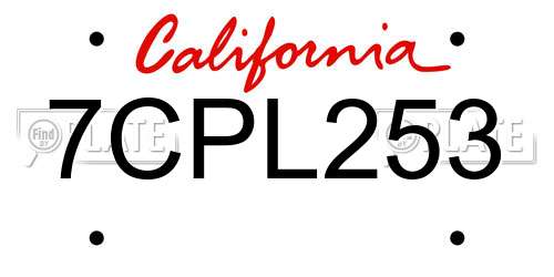 7CPL253 California License Plate