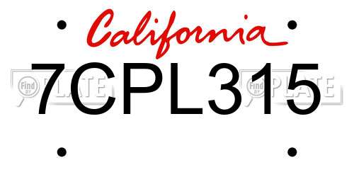 7CPL315 California License Plate