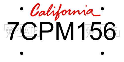 7CPM156 California License Plate