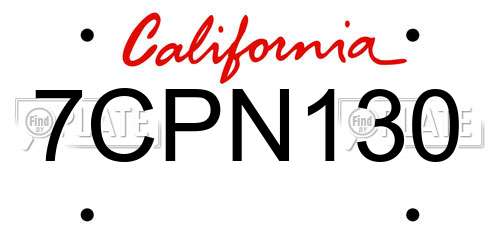 7CPN130 California License Plate
