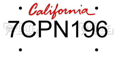 7CPN196 California License Plate