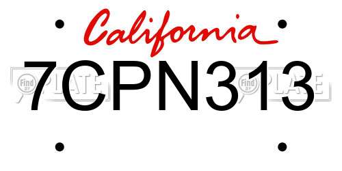 7CPN313 California License Plate