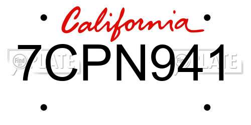 7CPN941 California License Plate