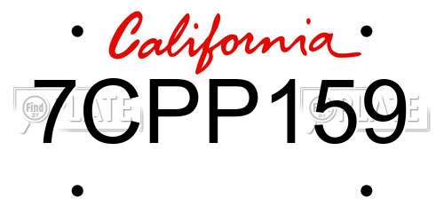 7CPP159 California License Plate