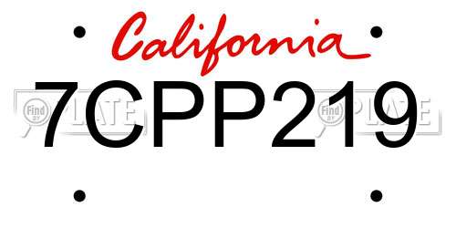 7CPP219 California License Plate
