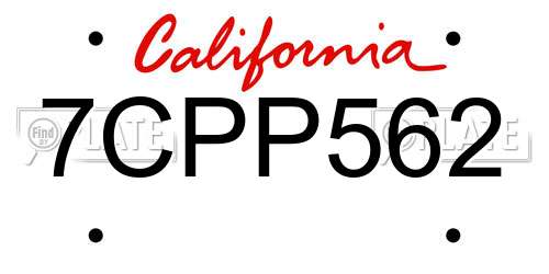 7CPP562 California License Plate