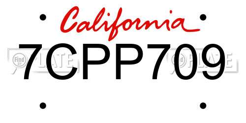 7CPP709 California License Plate