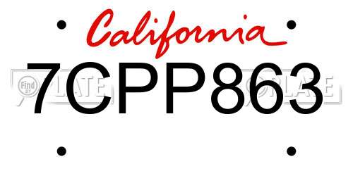 7CPP863 California License Plate