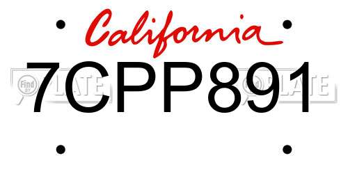7CPP891 California License Plate