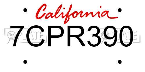 7CPR390 California License Plate