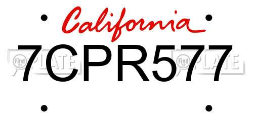 7CPR577 California License Plate