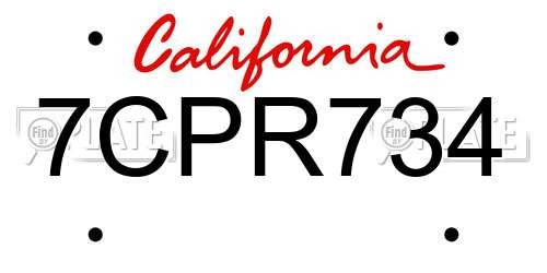 7CPR734 California License Plate