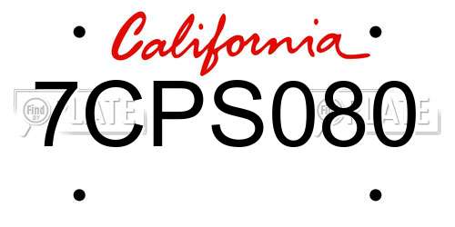 7CPS080 California License Plate