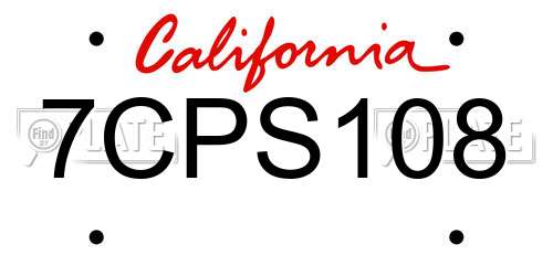 7CPS108 California License Plate