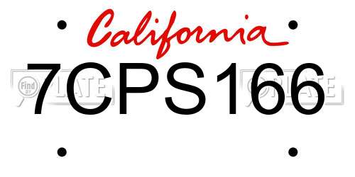 7CPS166 California License Plate