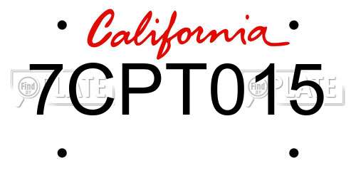 7CPT015 California License Plate