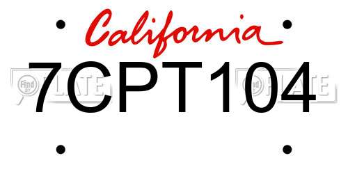 7CPT104 California License Plate