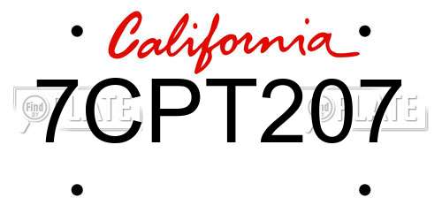 7CPT207 California License Plate