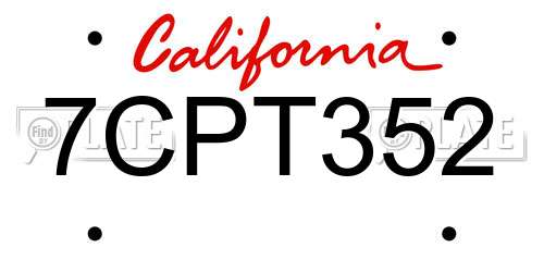 7CPT352 California License Plate