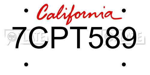 7CPT589 California License Plate