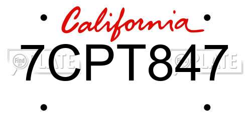 7CPT847 California License Plate