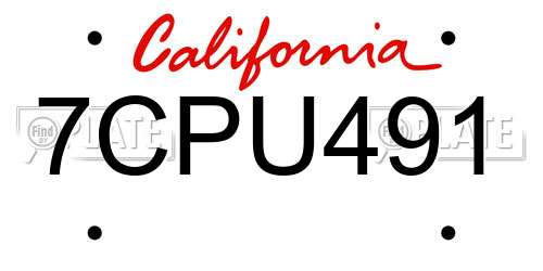 7CPU491 California License Plate