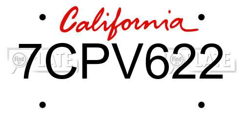 7CPV622 California License Plate