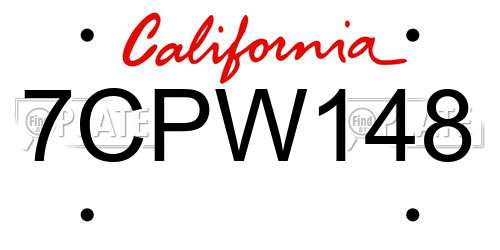 7CPW148 California License Plate