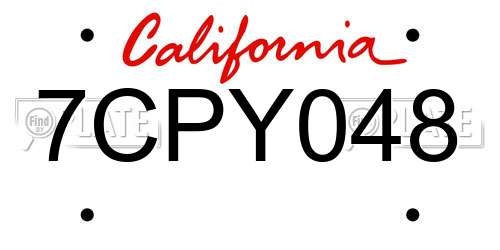7CPY048 California License Plate