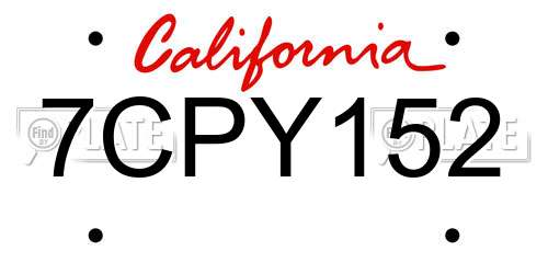 7CPY152 California License Plate