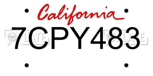 7CPY483 California License Plate